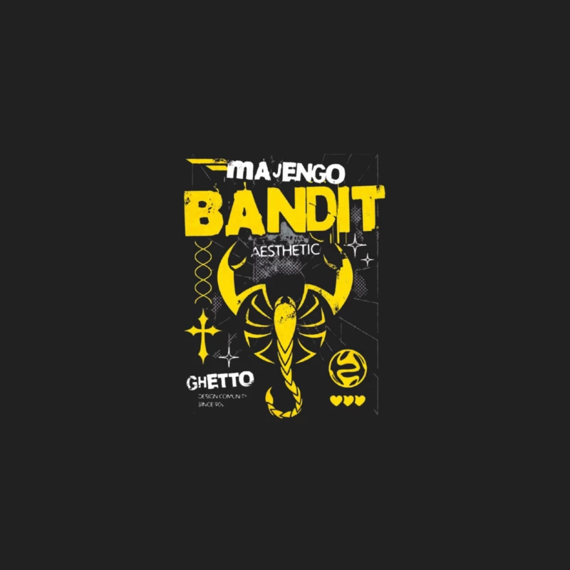 Yellow Bandit Scorpion Grunge Logo Design Bucket Hat