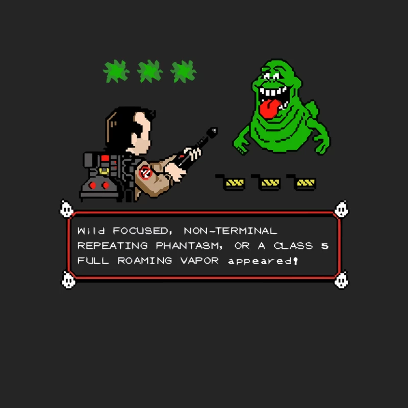 Retro Ghostbusters Pixel Art Featuring Slimer and Proton Pack Male Pullover Sweatshirt