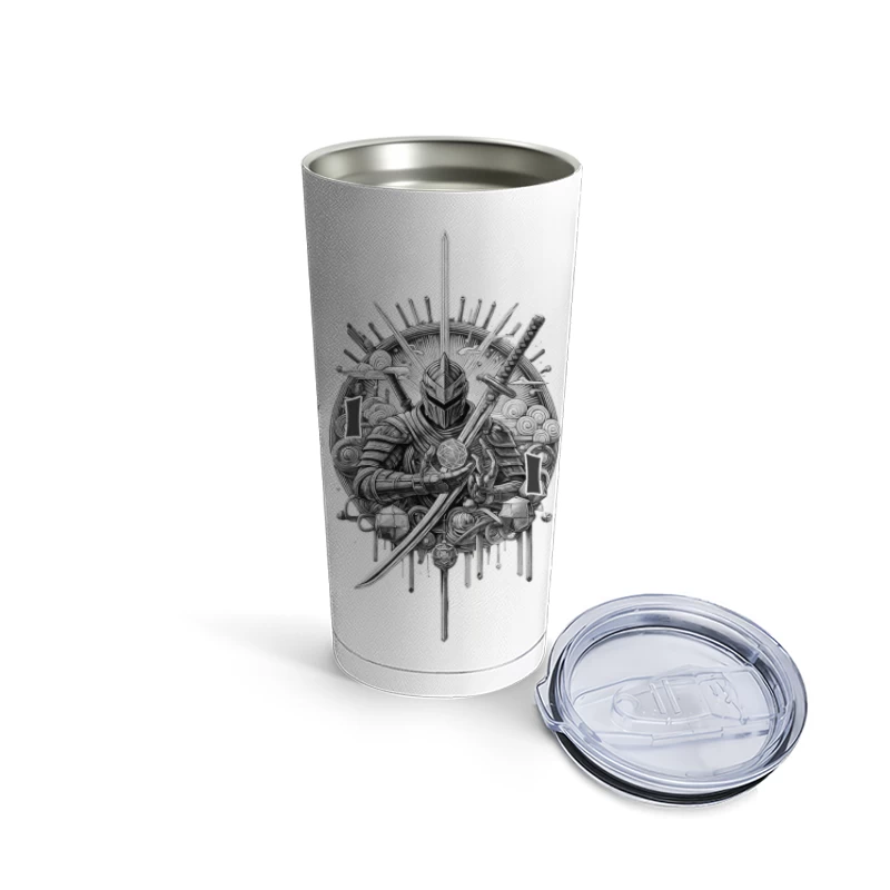 Medieval Knight Warrior Mirror Emblem Design Travel Mug