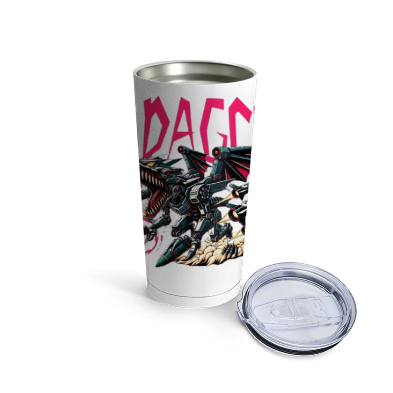 Mechanical Dragon Robot in Graffiti Art Style Travel Mug