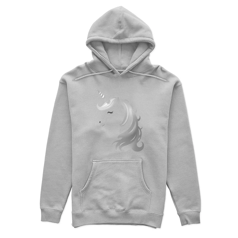 Minimalist Grayscale Unicorn Fantasy Illustration Female Pullover Hoodie