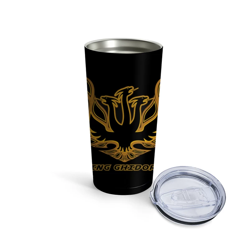 Black and Gold Phoenix King Ghidorah Emblem Logo Travel Mug