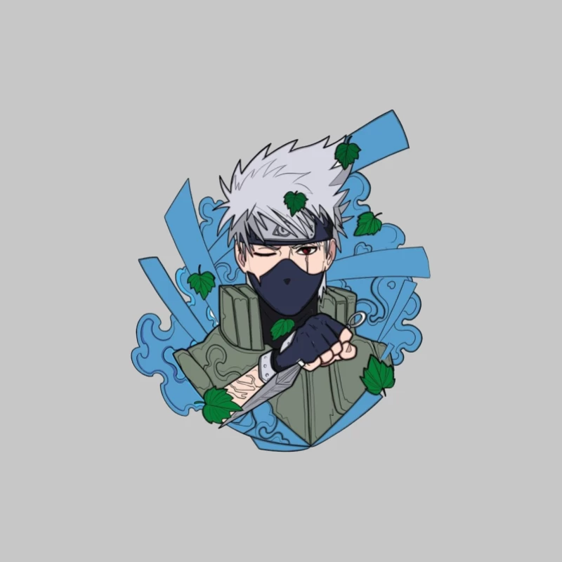 Anime Ninja Portrait Herren Langarm T-Shirt