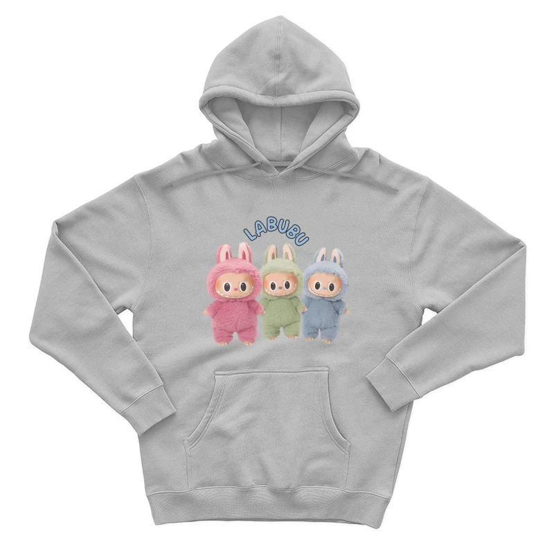 Drei Labubu-Plüschfiguren in Hasenkostümen Herren Pullover Hoodie