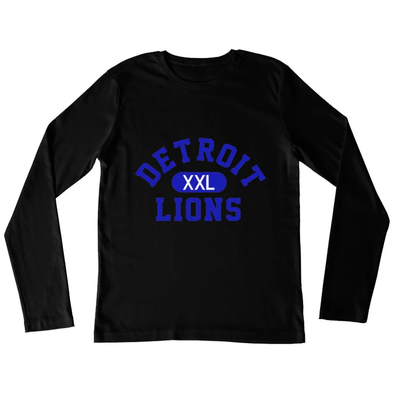 Detroit Lions XXL Sports Team Logo in Blue Typography Female Long Sleeve T-Shirt