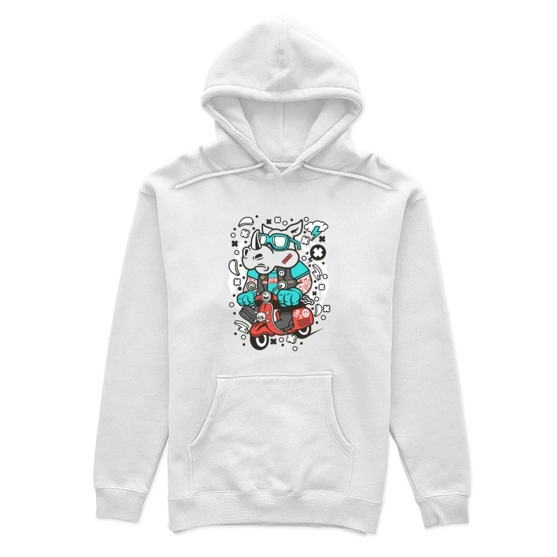 Rhinocéros Motard sur Scooter Femme Sweat à capuche