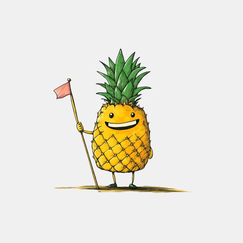 Cheerful Anthropomorphic Pineapple with Flag Male Tank Top