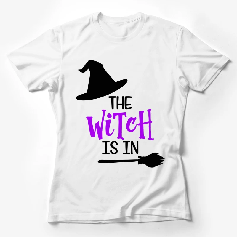 Affiche de sorcière avec chapeau et balai Femme T-Shirt
