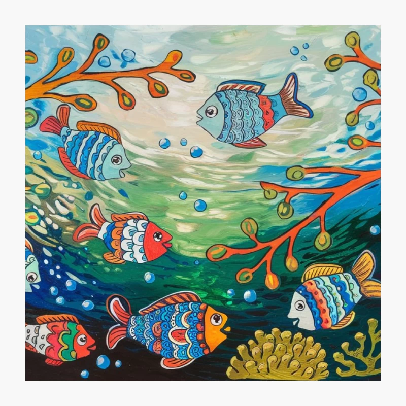 Vibrant Underwater Fantasy: Colorful Fish in Coral Paradise Pin