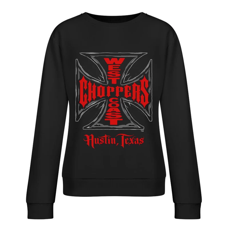 West Coast Choppers Austin Texas Custom Motorcycle Logo Female Pullover Sweatshirt