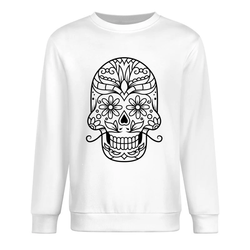 Crâne décoratif coloré et floral Homme Sweat-shirt à enfiler