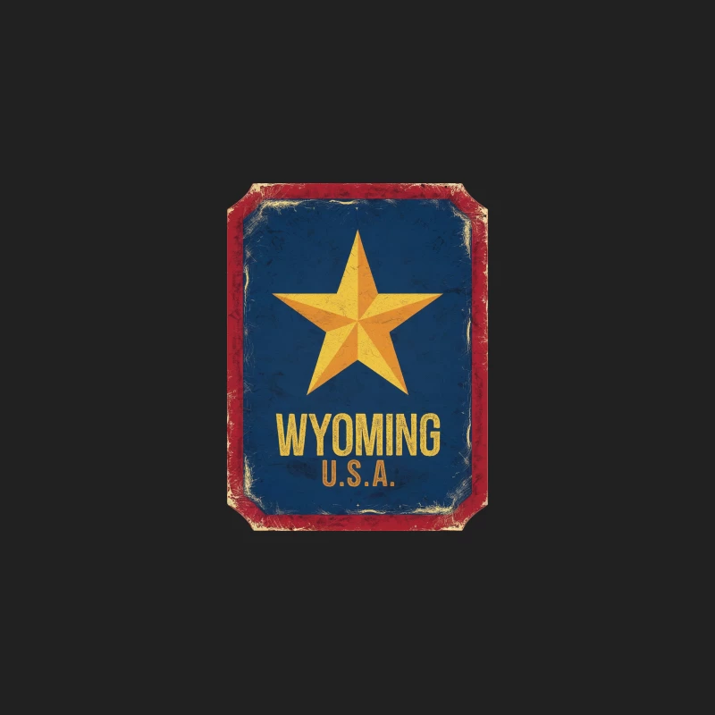 Vintage Wyoming USA Star Emblem Sign Bucket Hat