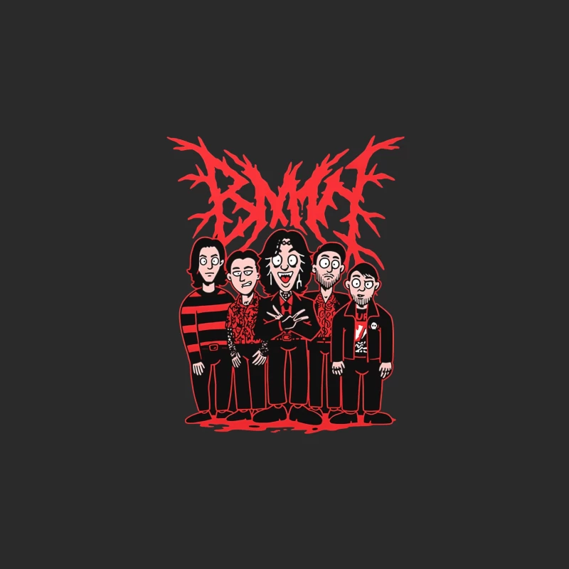 Gothic Rock Band Cartoon in Red and Black Style Baseball Cap