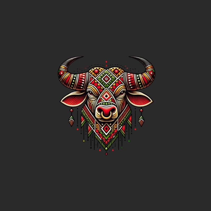 Decorative Bull Artwork Baseball Cap