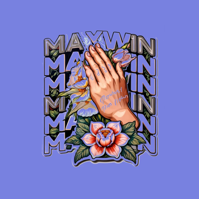 Praying Hands with Floral Design Mouse Pad