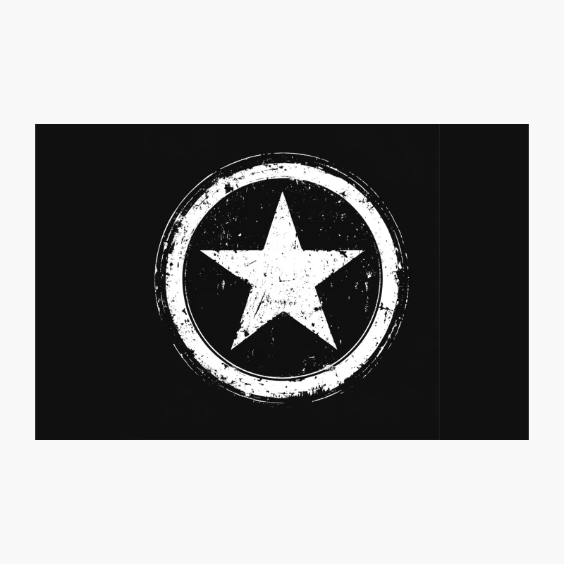 Distressed Star Symbol in Circle: Black and White Grunge Emblem Travel Mug