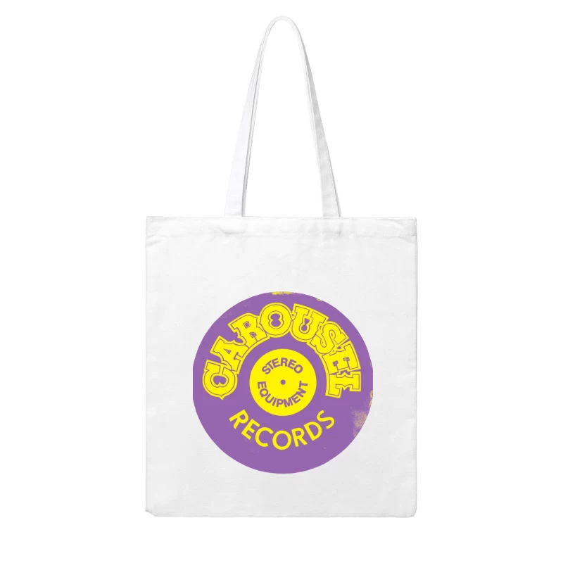 Vintage Carousel Records Stereo Equipment Label Design Cotton Tote Bag