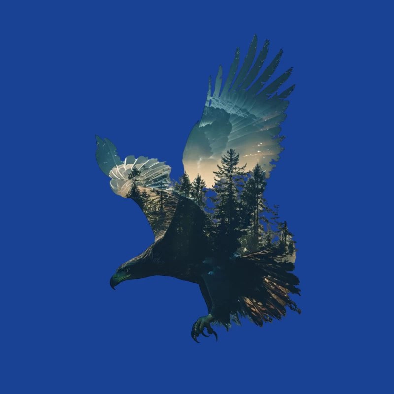 Majestic Eagle with Forest Silhouette Male T-Shirt