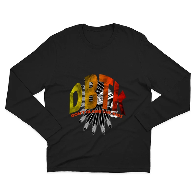 DBTK Logo Design Featuring Feathers and Skull Male Long Sleeve T-Shirt