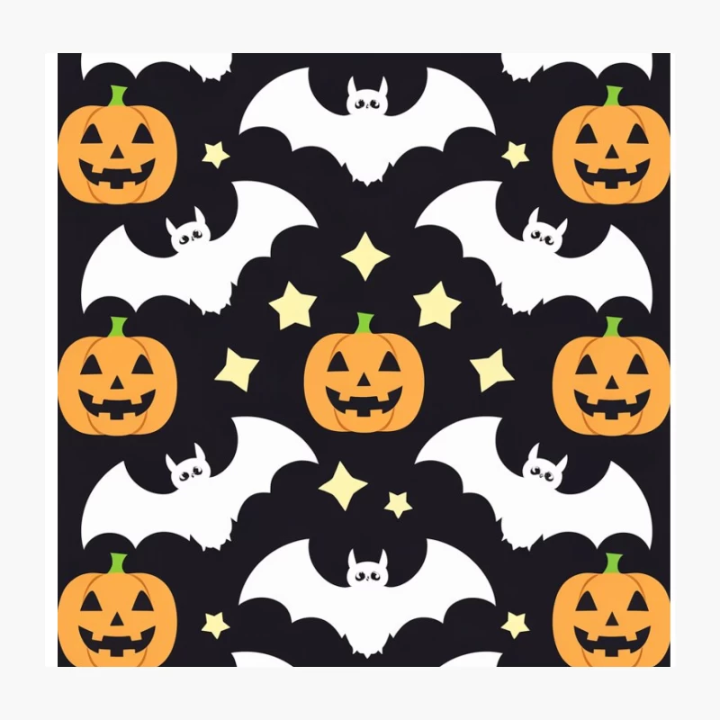 Spooky Halloween Pattern with Pumpkins and Bats Throw Pillow