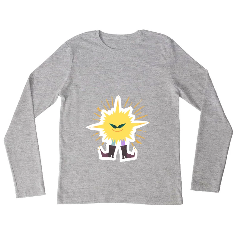 Stilisiertes Sonnengesicht mit Sonnenbrille Damen Langarm T-Shirt