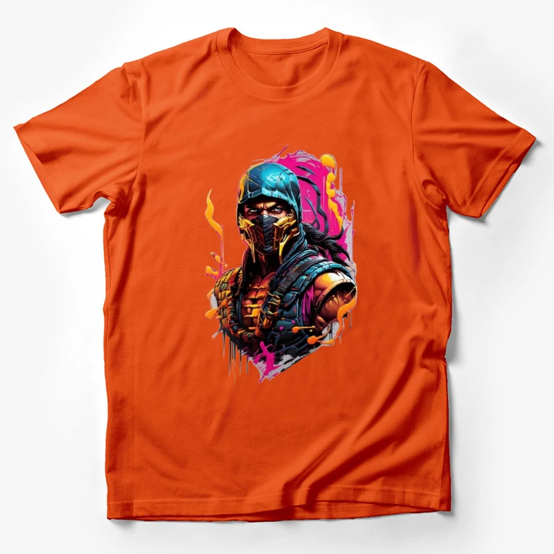 Vibrant Digital Art of a Masked Character Male T-Shirt