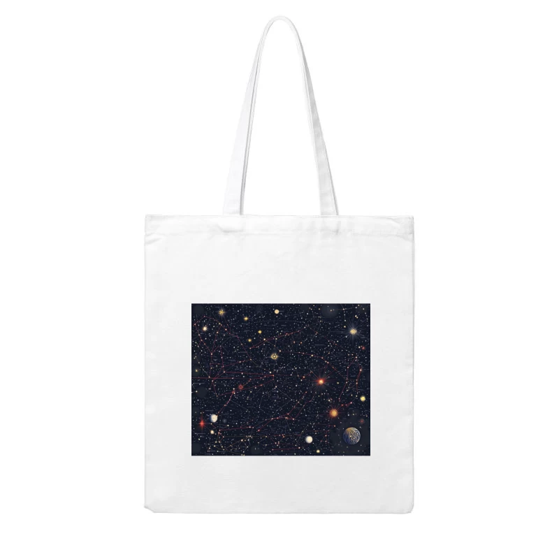Celestial Map: A Cosmic Journey Through Stars and Planets Cotton Tote Bag