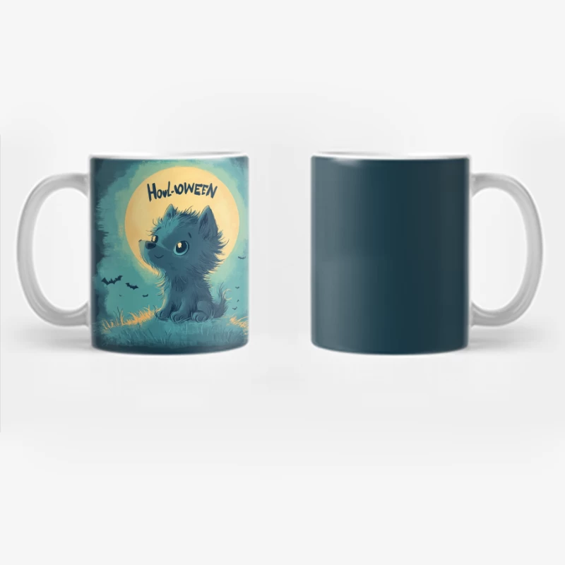 Cute Cartoon Werewolf on Halloween Night Coffee Mug