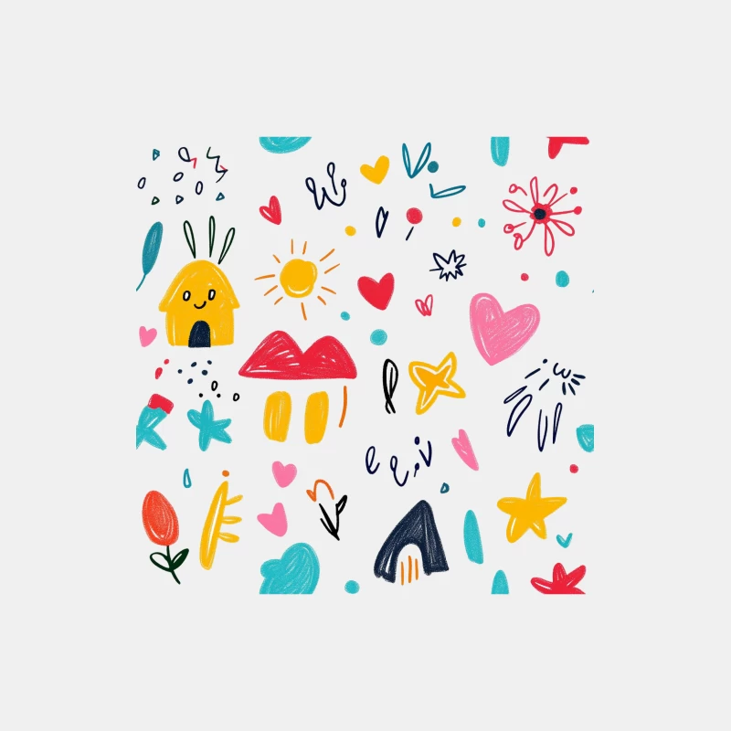 Whimsical Colorful Doodles with Hearts and Flowers Male Tank Top