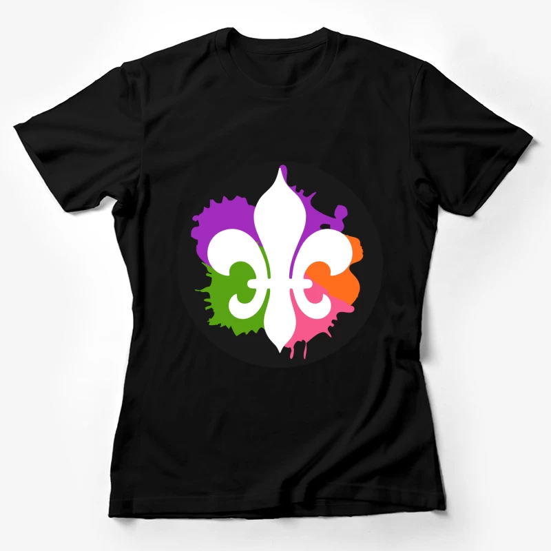 Fleur-de-lis avec éclaboussures colorées Femme T-Shirt