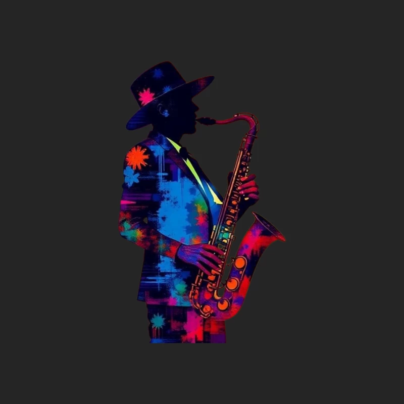 Colorful Saxophonist Silhouette Male Pullover Sweatshirt