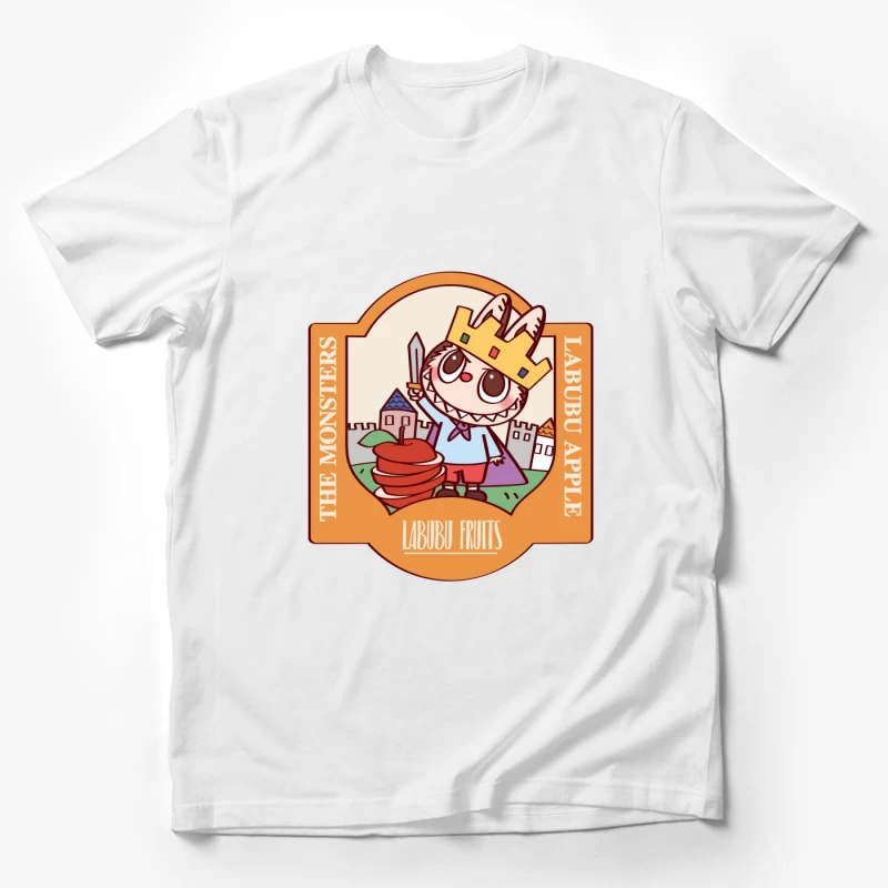 Kleines Monster mit Schwert und Äpfeln Herren T-Shirt