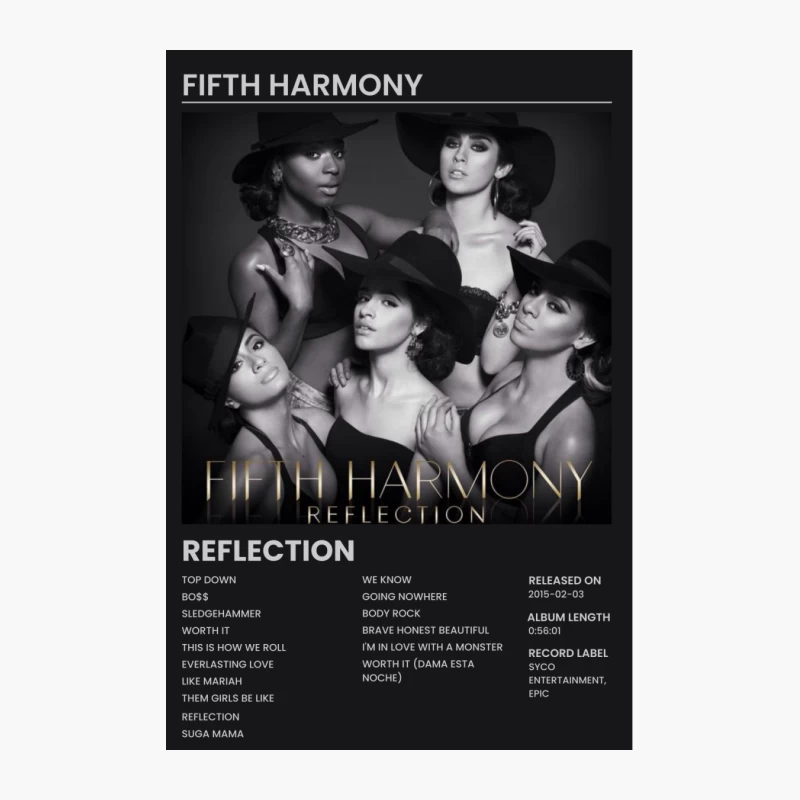 Fifth Harmony's "Reflection" Album Cover: Girl Group in Black and White Cotton Tote Bag