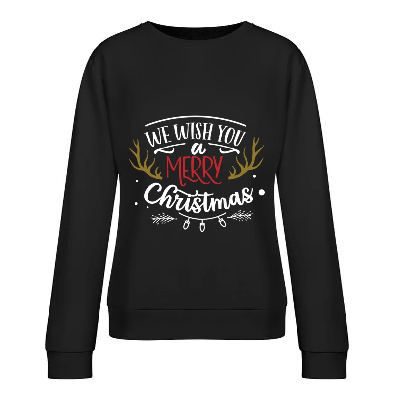 Vœux de Noël joyeux avec bois de cerf Femme Sweat-shirt à enfiler
