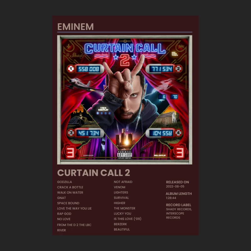 Eminem's Curtain Call 2 Album Cover and Track Details Male Pullover Sweatshirt