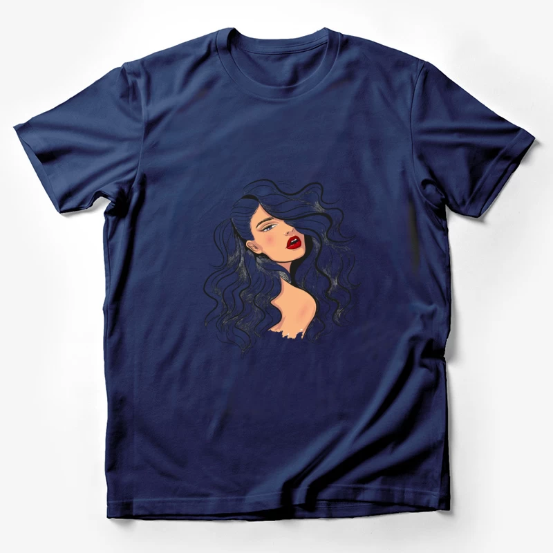 Portrait of a Beautiful Woman with Flowing Hair Male T-Shirt