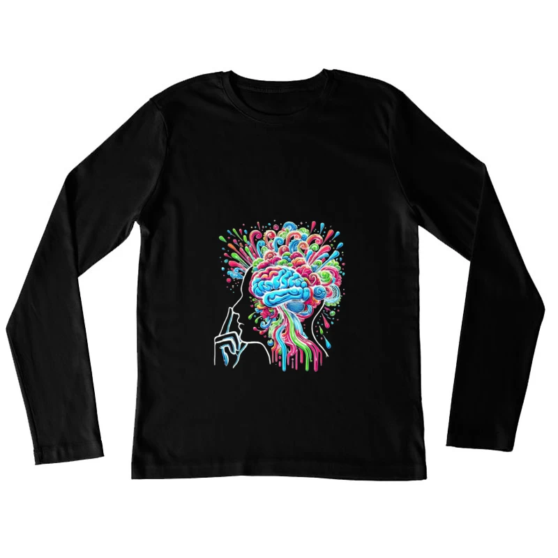 Psychedelic Brain Explosion in Vibrant Colors Female Long Sleeve T-Shirt