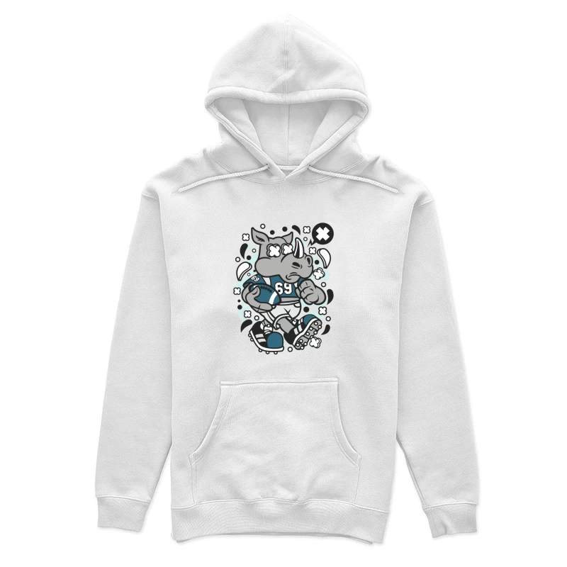 Rhinocéros joueur de football illustré Femme Sweat à capuche