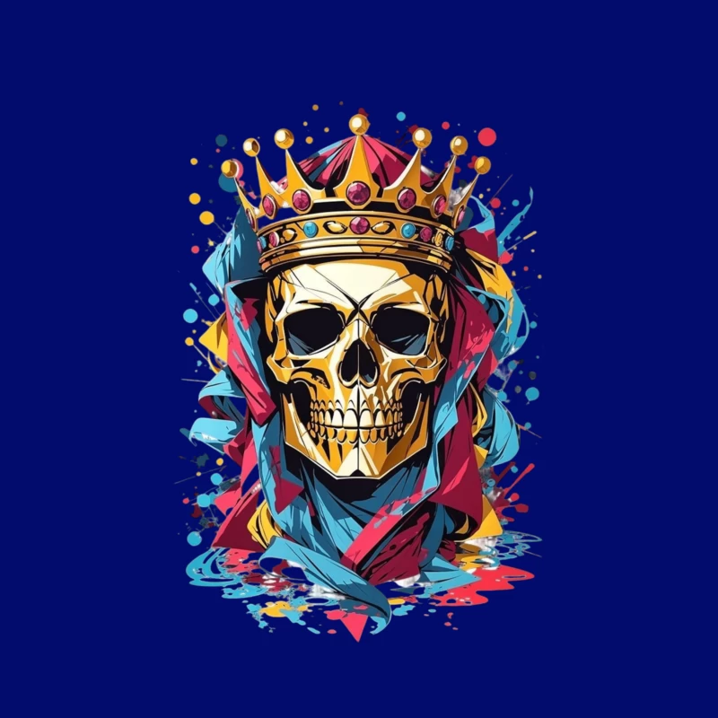 Artistic Skull with Crown Throw Pillow