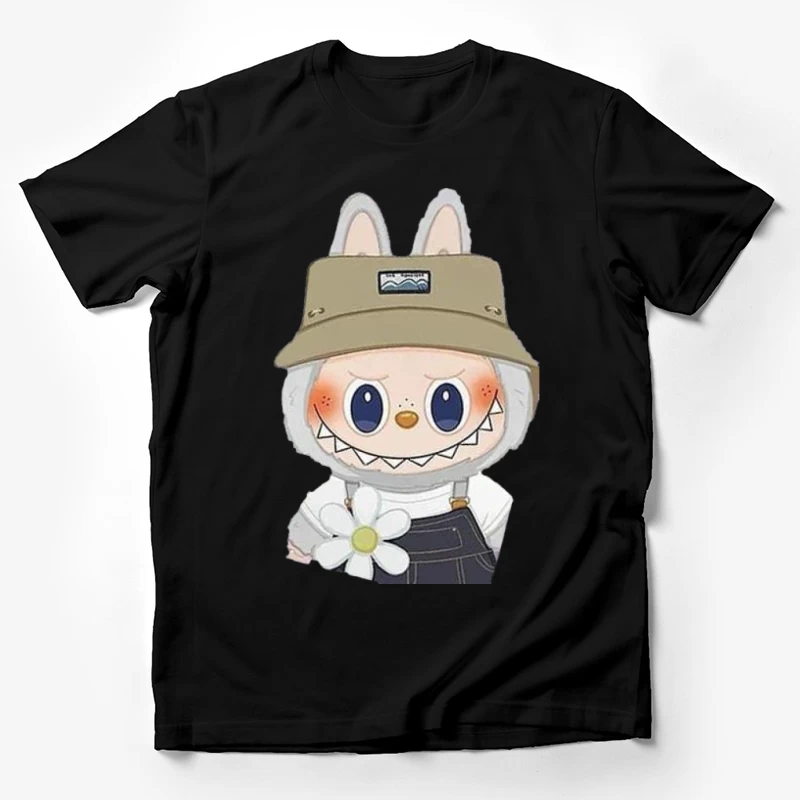 Niedlicher Cartoon-Hase mit Hut und Blume Herren T-Shirt
