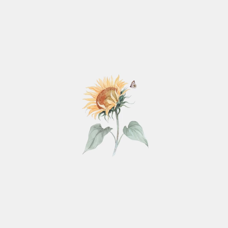 Delicate Watercolor Sunflower with Butterfly: A Botanical Nature Study Male Tank Top