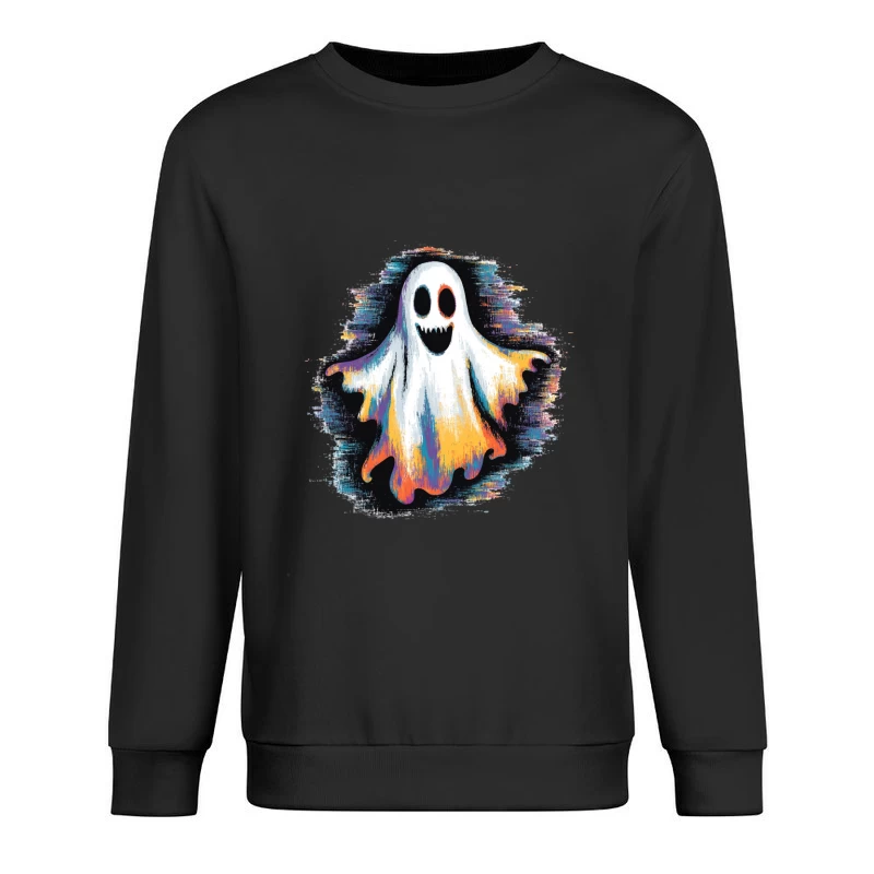 Colorful Spooky Ghost Halloween Illustration Male Pullover Sweatshirt