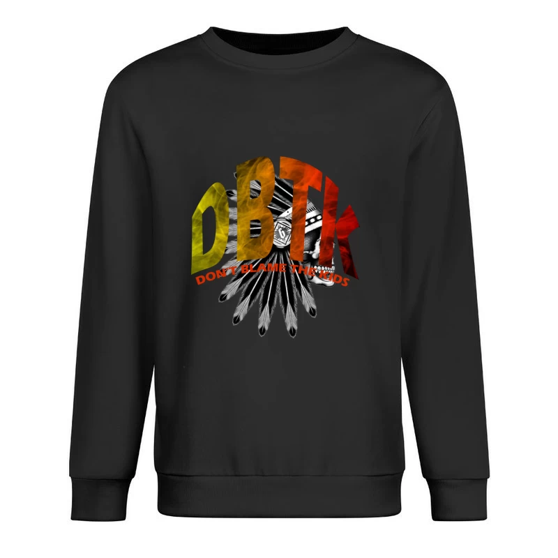 DBTK Logo Design Featuring Feathers and Skull Male Pullover Sweatshirt
