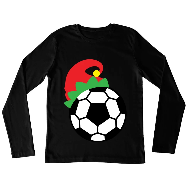 Chapeau de lutin et ballon de football Femme Manches Longues T-Shirt