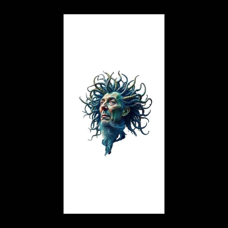 Surreal Medusa-Inspired Portrait with Blue Tentacles iPhone Case