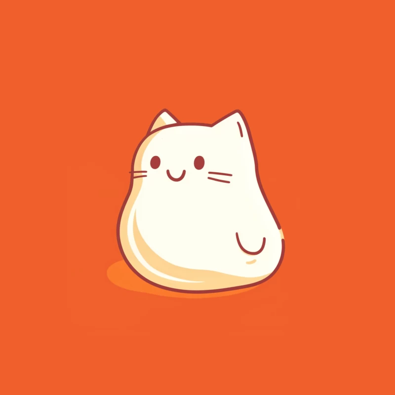 Adorable Minimalist Cartoon Cat Illustration Female T-Shirt