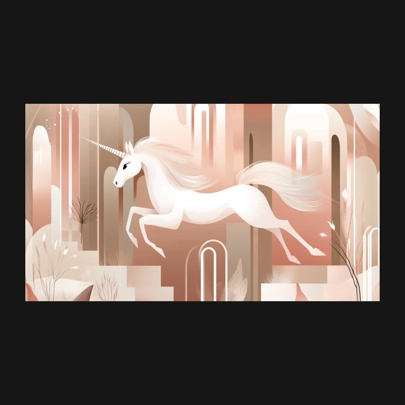 Dreamy Unicorn in Pastel Geometric Fantasy World Desk Mat