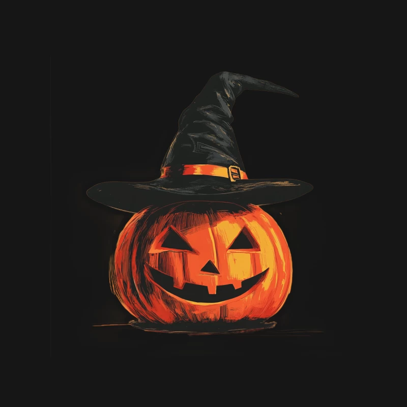 Festive Halloween Jack-o'-Lantern with Witch Hat Mouse Pad