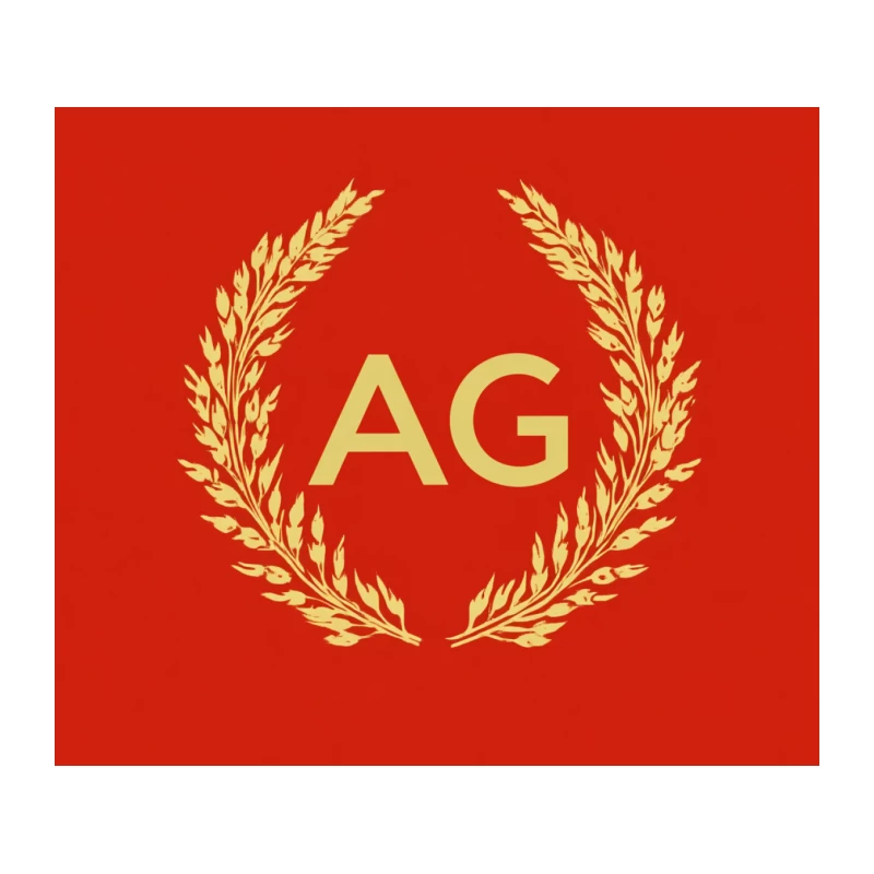 AG Gold Laurel Wreath Logo on Red Background Tapestry