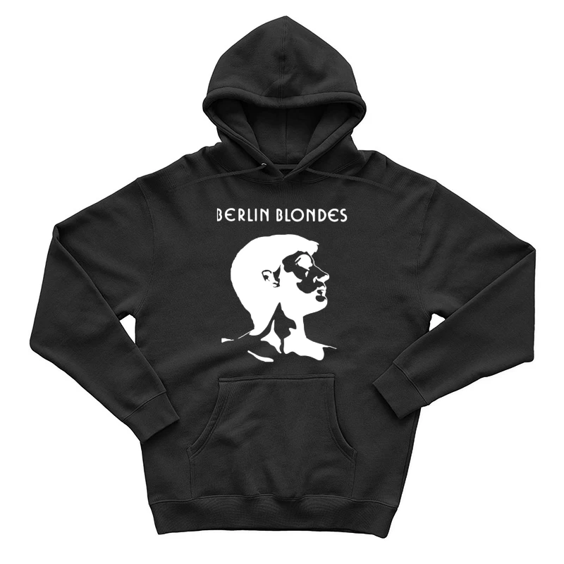 Minimalist Line Art Profile with Berlin Blondes Text Male Pullover Hoodie